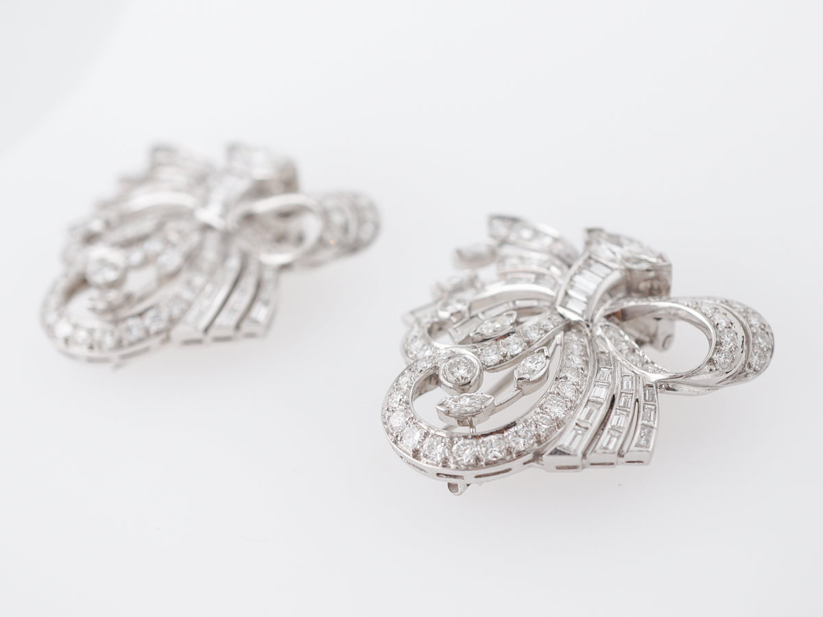 Antique Art Deco Earrings w/ Various Diamond Cuts in White Gold