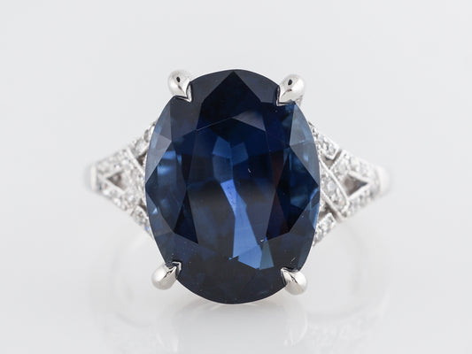 Vintage Oval Cut Sapphire w/ Diamonds in Platinum