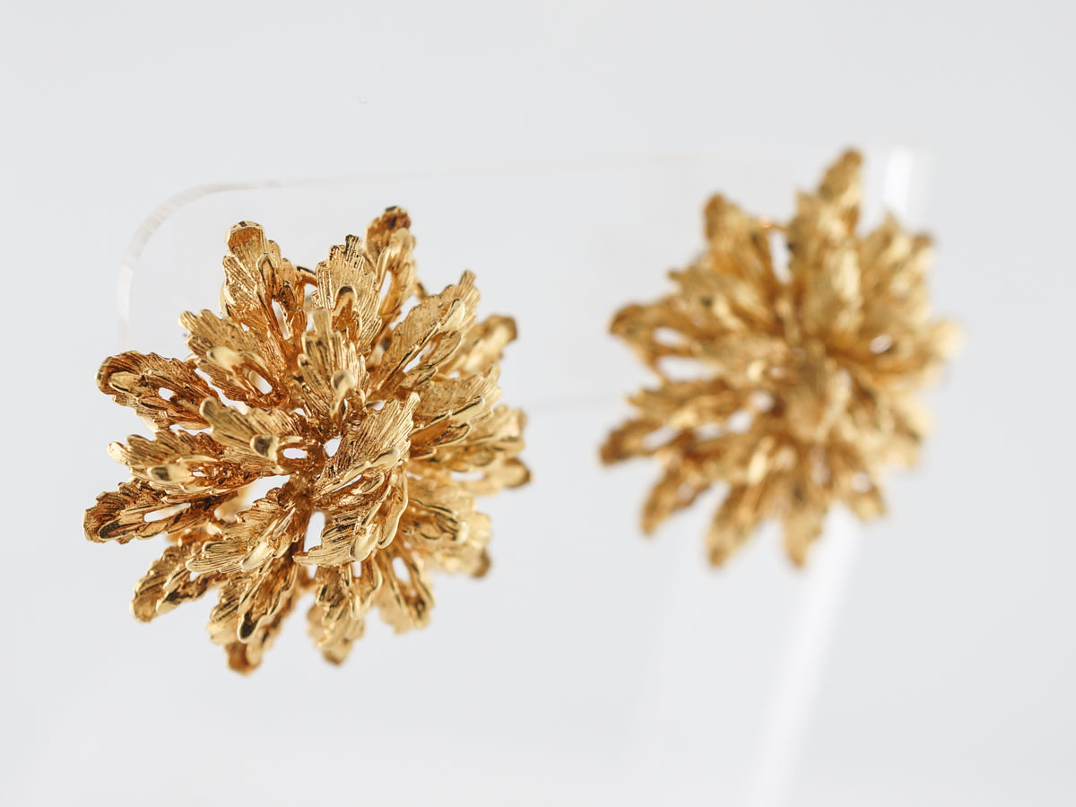 Vintage Textured Earrings in Yellow Gold