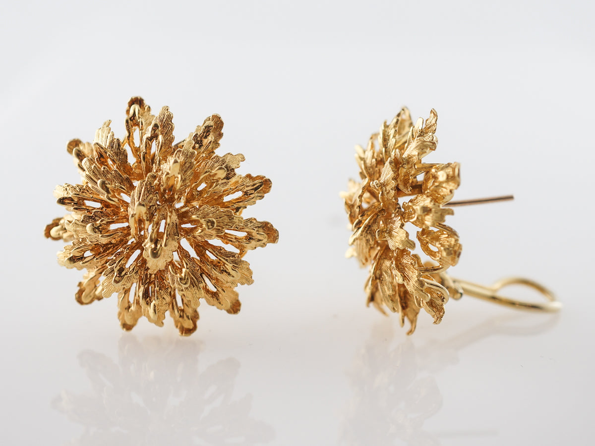 Vintage Textured Earrings in Yellow Gold