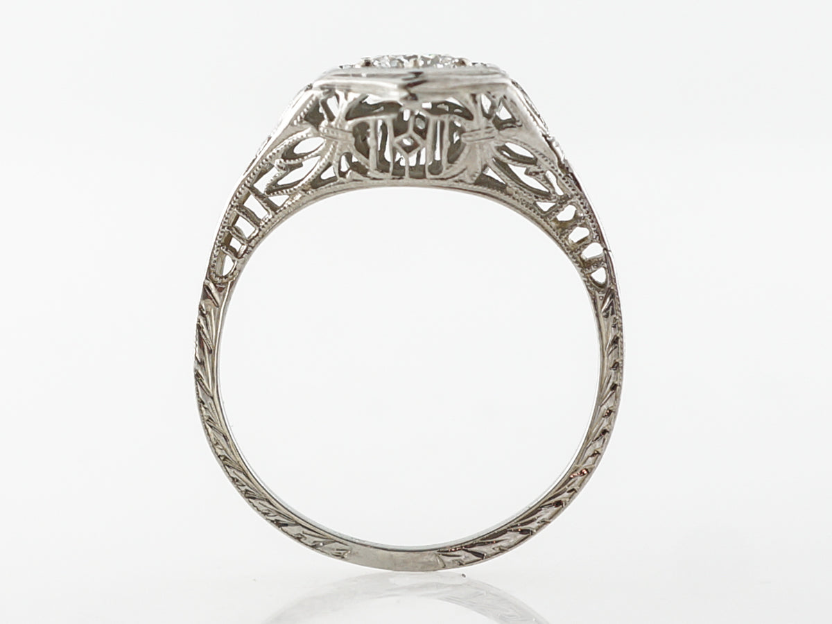 Vintage Art Deco Filigree Diamond Engagement Ring