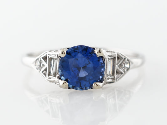 Antique Art Deco Sapphire Engagement Ring Platinum