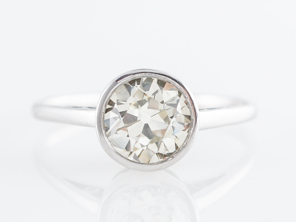 Bezel Set Vintage Art Deco Diamond in 14K White Gold