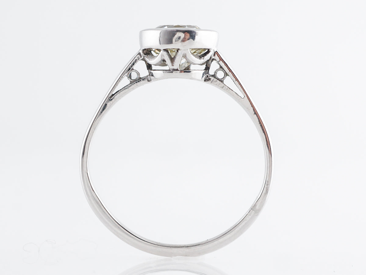 Bezel Set Vintage Art Deco Diamond in 14K White Gold