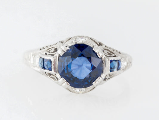Vintage Art Deco Sapphire Engagement Ring in Platinum