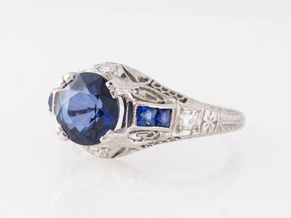 Vintage Art Deco Sapphire Engagement Ring in Platinum
