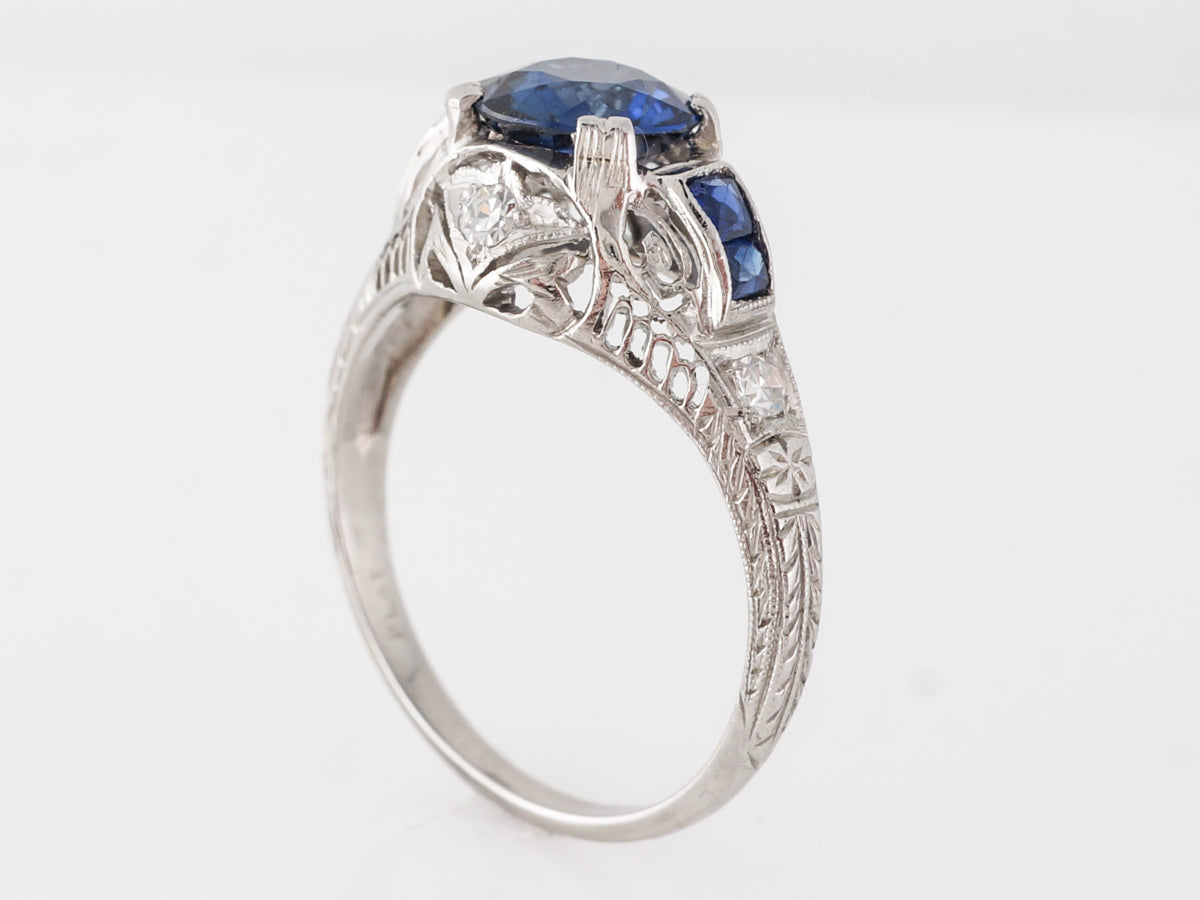Vintage Art Deco Sapphire Engagement Ring in Platinum