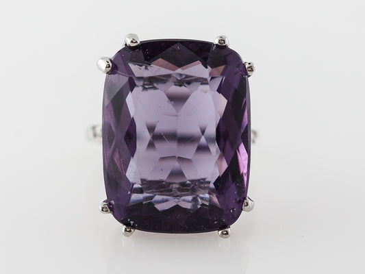 Art Deco Amethyst & Diamond Ring in Vintage Platinum