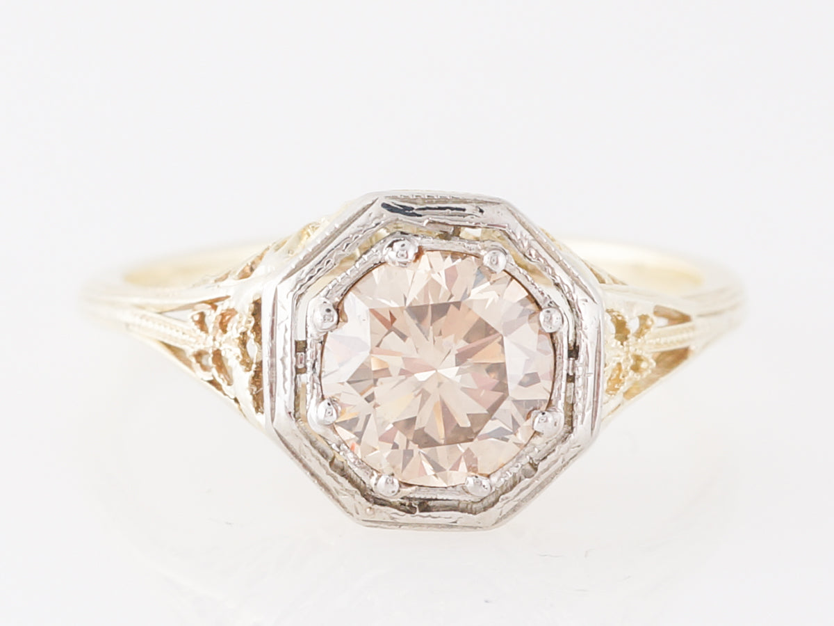 Vintage Brown Diamond Engagement Ring in Yellow Gold