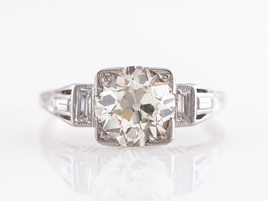1.67 Vintage Art Deco Diamond Engagement Ring in Platinum