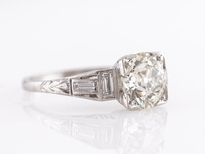 1.67 Vintage Art Deco Diamond Engagement Ring in Platinum