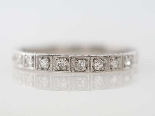 Diamond & Orange Blossom Wedding Band Art Deco Platinum