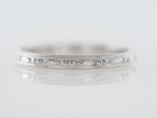 1920's Art Deco Geometric Wedding Band in White Gold