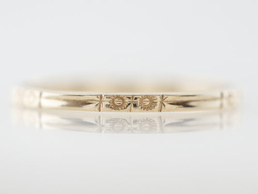 Yellow Gold Art Deco Wedding Band w/ Orange Blossom