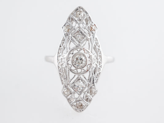 Vintage Art Deco Ring w/ Old European Cut Diamonds in 14k White Gold