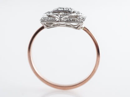 Vintage Art Deco Cocktail Ring w/ Diamonds in White & Rose Gold