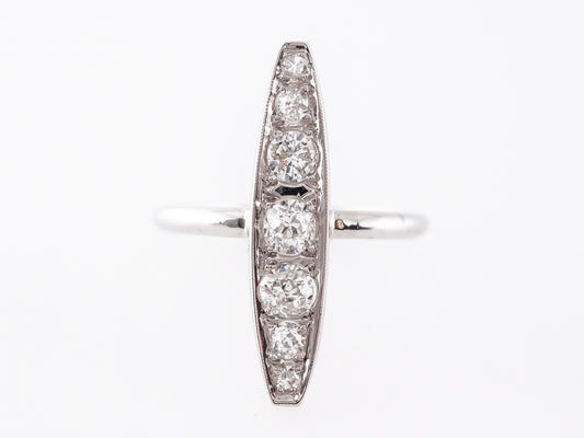 Vintage Art Deco Ring w/ Old European Cut Diamonds in 18k & Platinum