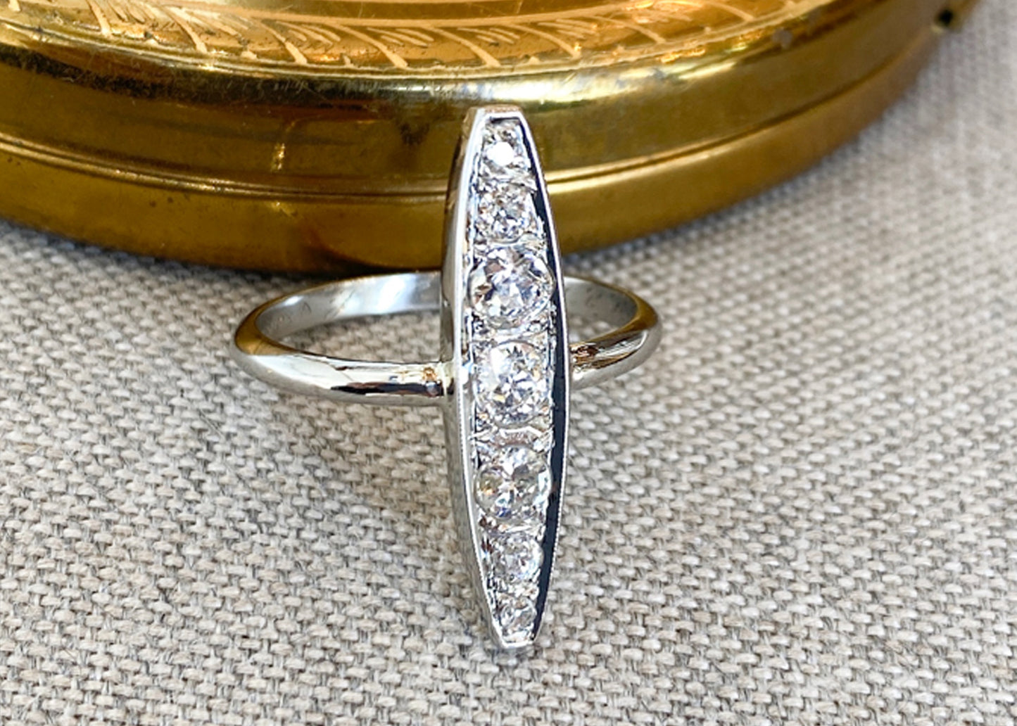 Vintage Art Deco Ring w/ Old European Cut Diamonds in 18k & Platinum