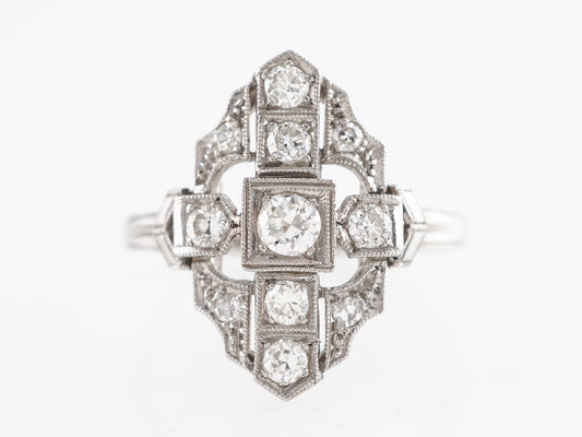Vintage 1930's Deco Ring w/ Old European Cut Diamonds in Platinum