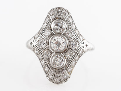 Vintage 1930's Three Stone Diamond Ring in Platinum
