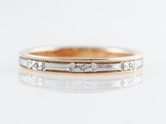 Vintage Retro Two-Tone Wedding Band in 18k & Platinum