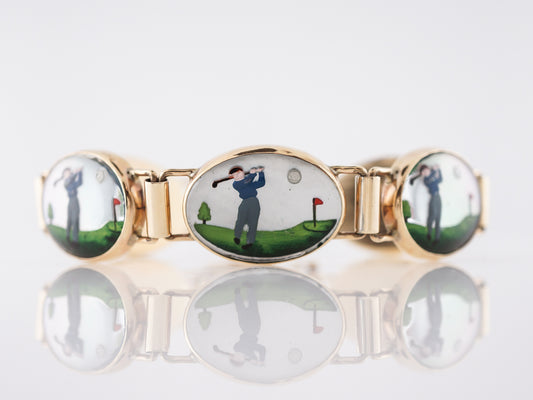 ***RTV11/23***Vintage Bracelet Retro Mother of Pearl in 14K Yellow Gold