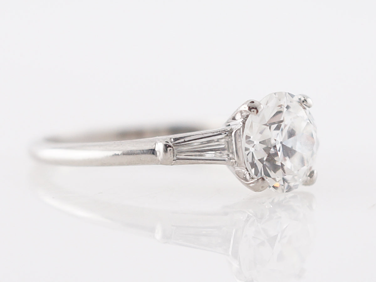 Vintage Engagement Ring Cartier Art Deco GIA 1.27 Old European Cut Diamond in Platinum