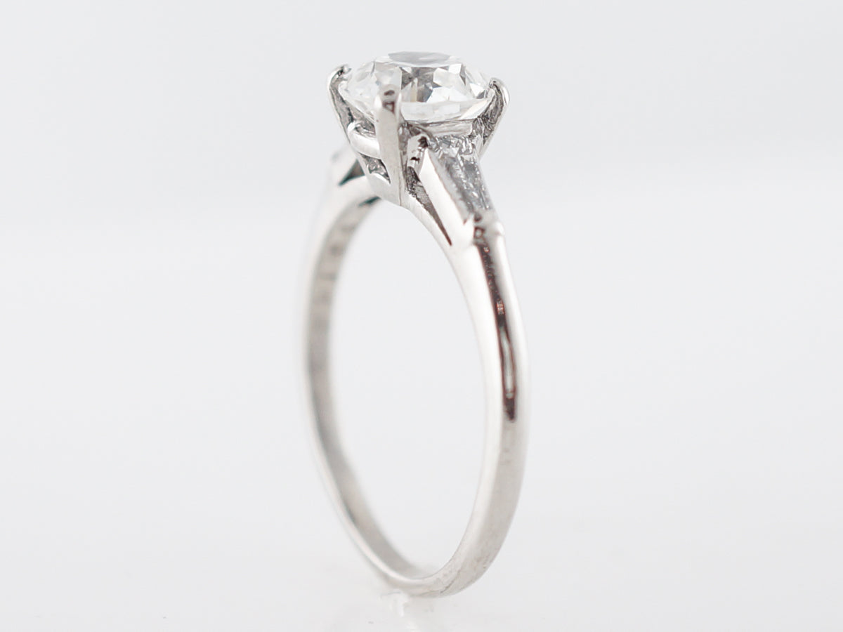 Vintage Engagement Ring Cartier Art Deco GIA 1.27 Old European Cut Diamond in Platinum