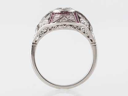 Vintage Cocktail Ring Art Deco .74 Old European Cut Diamond in Platinum
