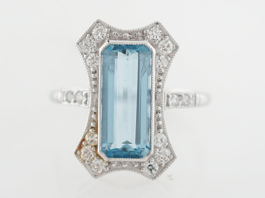 2 Carat Aquamarine & Diamond Cocktail Ring in Platinum