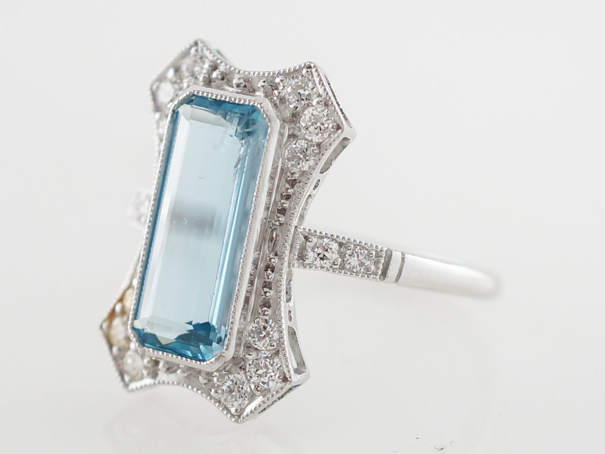 2 Carat Aquamarine & Diamond Cocktail Ring in Platinum