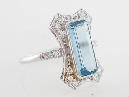 2 Carat Aquamarine & Diamond Cocktail Ring in Platinum