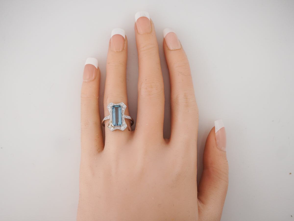 Carat Aquamarine Diamond Cocktail Ring in Platinum – Filigree