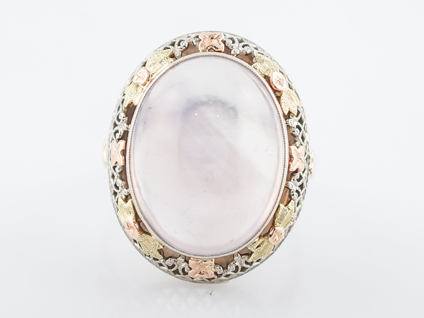 Vintage Cocktail Ring Mid-Century 13.34 Cabochon Cut Moonstone in 14k Yellow Gold