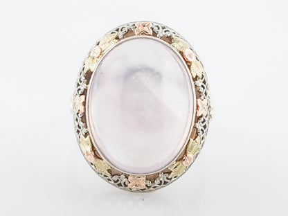 Vintage Cocktail Ring Mid-Century 13.34 Cabochon Cut Moonstone in 14k Yellow Gold