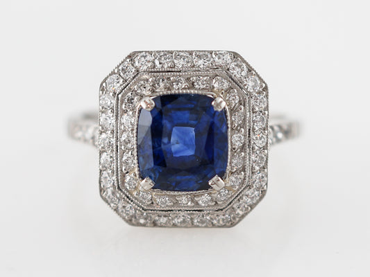 2.5 Carat Cushion Sapphire & Diamond Right Hand Ring