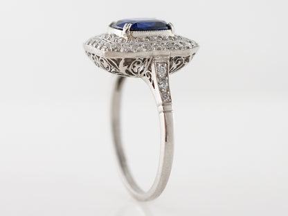 2.5 Carat Cushion Sapphire & Diamond Right Hand Ring