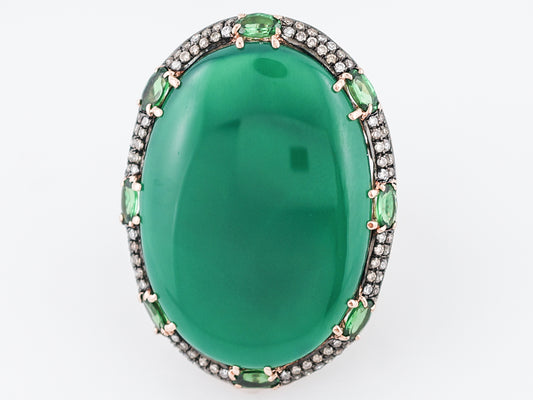 Vintage Cocktail Ring Mid-Century 42.00 Cabochon Cut Agate in 14k Yellow Gold