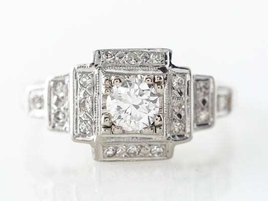 Vintage Deco Brilliant Diamond Engagement Ring in 14k