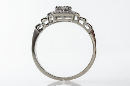 Vintage Deco Brilliant Diamond Engagement Ring in 14k