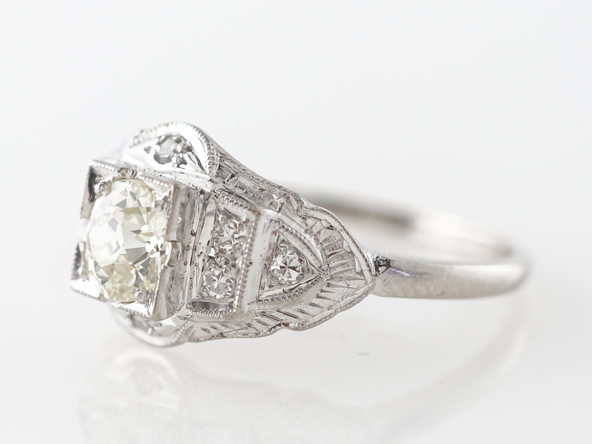 Half Carat Vintage Engagement Ring in Platinum
