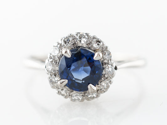Modern .74 Sapphire Cluster Ring 18k White Gold