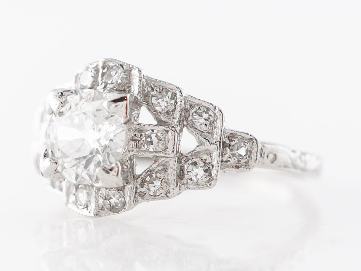 Antique Art Deco Ring w/ 1 Carat Diamond in Platinum