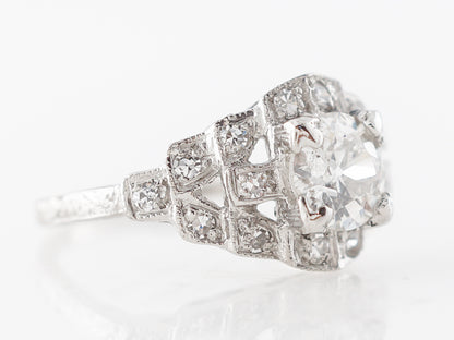 Antique Art Deco Ring w/ 1 Carat Diamond in Platinum