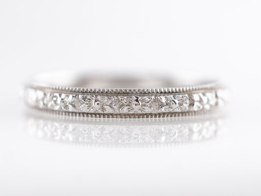 Vintage 1920's Blossom Wedding Band in 18k White Gold