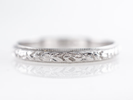 1920's Art Deco Orange Blossom Wedding Band in 18k White Gold