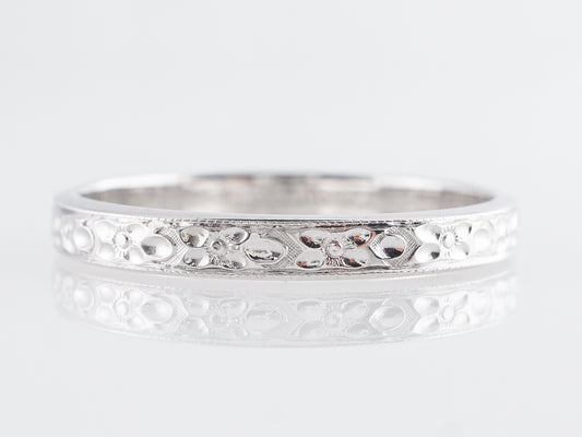 Vintage Art Deco Men's Band w/ Blossom Engraving in 18k