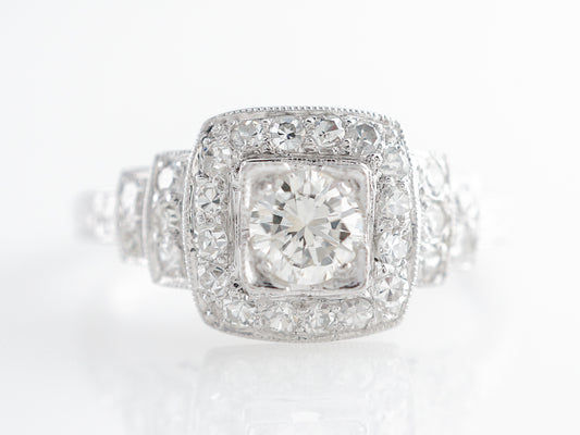 1930's Cluster Diamond Engagement Ring in Platinum
