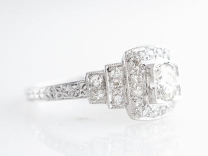 1930's Cluster Diamond Engagement Ring in Platinum