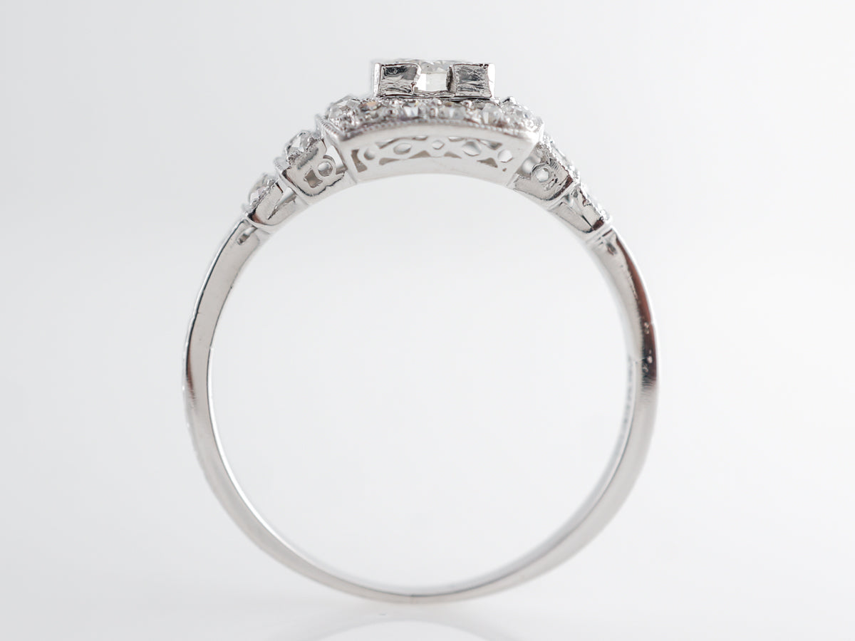 1930's Cluster Diamond Engagement Ring in Platinum